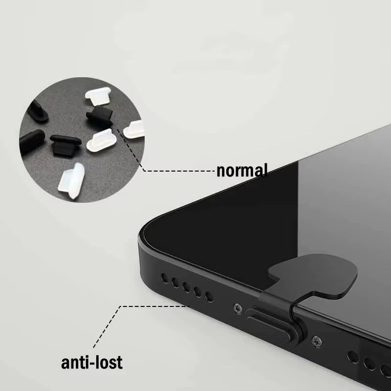 6PCS Charging Port Anti-Dust Dirt Dust Plug for Iphone Samsung USB Type-C Port Protector Silicone Dustplugs Cover Anti-Lost Cap