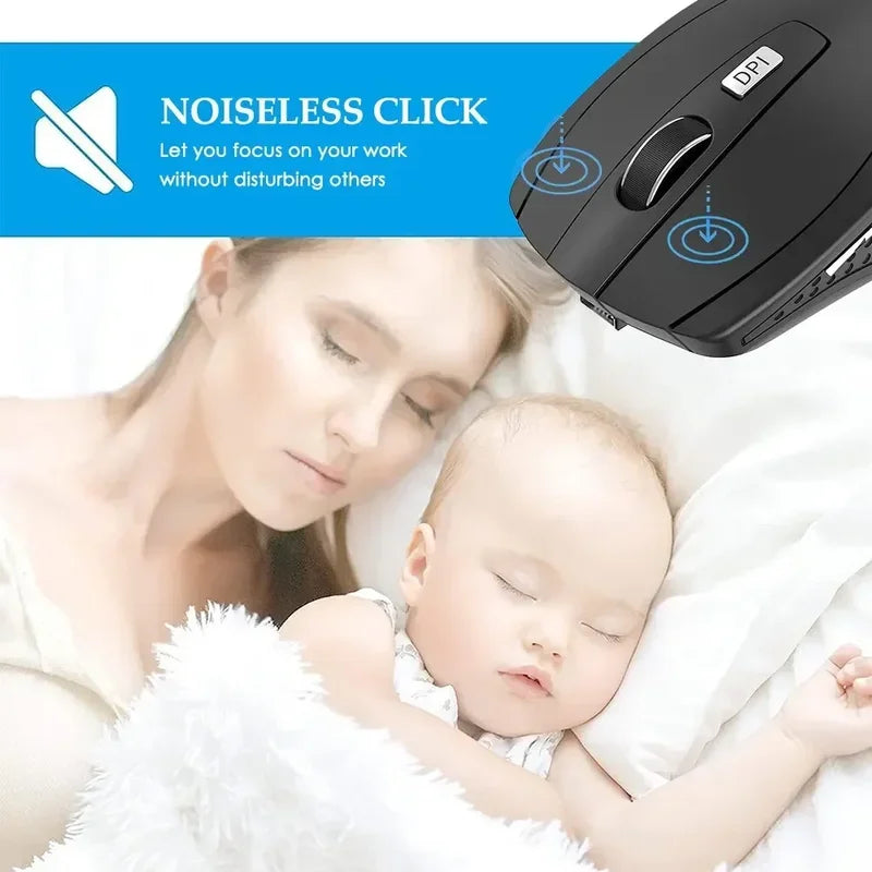 2.4G Wireless Mouse Silent Mouse Adjustable DPI Levels Portable Charging Mobile Optical Office Mouse for Notebook PC Macbook
