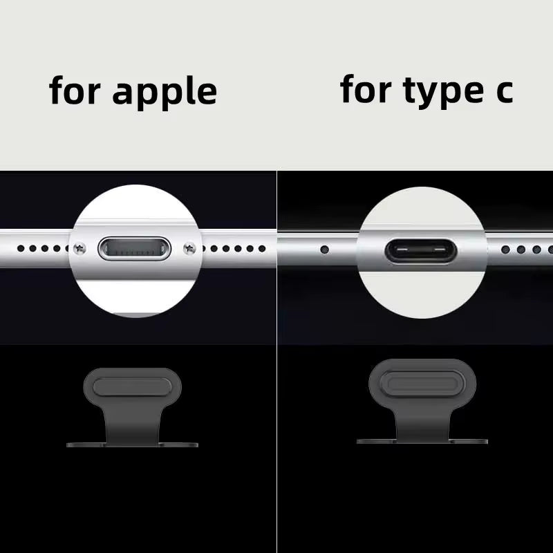 6PCS Charging Port Anti-Dust Dirt Dust Plug for Iphone Samsung USB Type-C Port Protector Silicone Dustplugs Cover Anti-Lost Cap