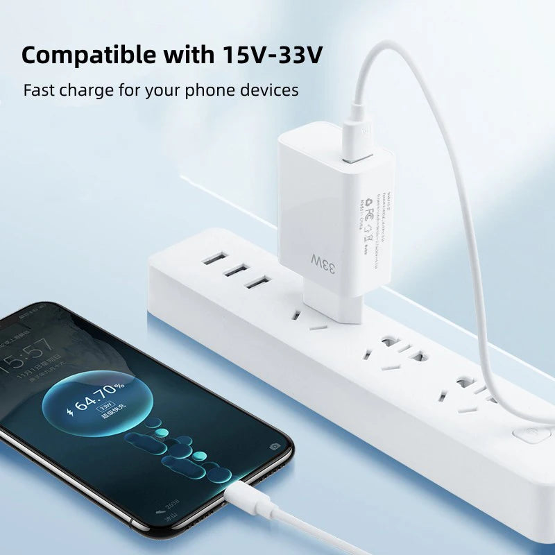 33W USB Fast Charger QC 3.0 for Xiaomi 14/13/12/11/10 Ultra Redmi Note 12T/13 Pro/K60/K50 POCO F5 EU/US Plug Power Adapter