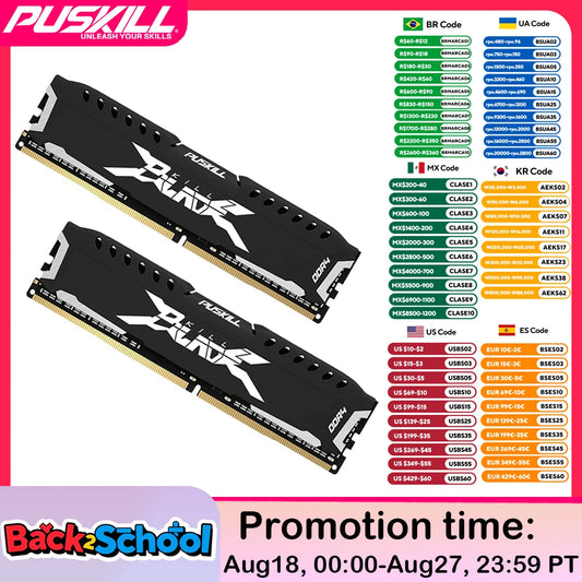 Memória RAM DDR4 16GB 8GB 1.2V 3200Mhz 2666Mhz Desktop Computer UDIMM Cooling Vest Memory Memoria