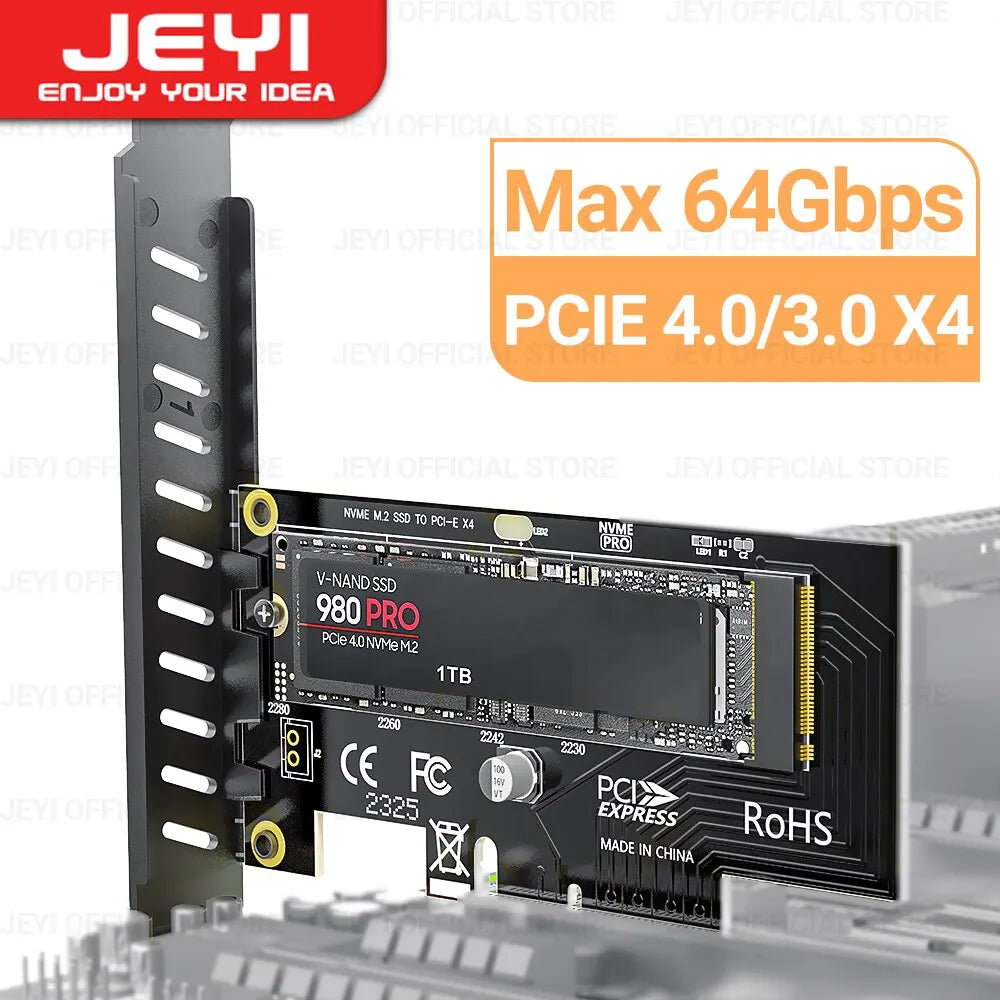 M.2 NVME to Pcie 4.0 3.0 SSD Adapter, 64Gbps Pcie 4.0 X4 X8 X16 Expansion Card for Desktop PC , PCI-E GEN4 GEN3 Full Speed