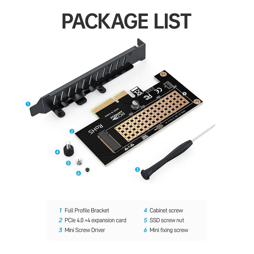 M.2 NVME to Pcie 4.0 3.0 SSD Adapter, 64Gbps Pcie 4.0 X4 X8 X16 Expansion Card for Desktop PC , PCI-E GEN4 GEN3 Full Speed