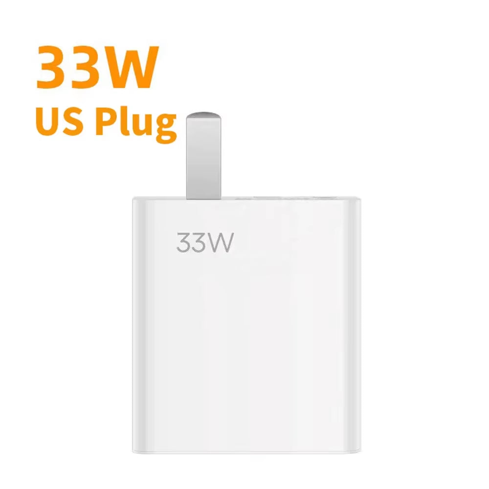 33W USB Fast Charger QC 3.0 for Xiaomi 14/13/12/11/10 Ultra Redmi Note 12T/13 Pro/K60/K50 POCO F5 EU/US Plug Power Adapter